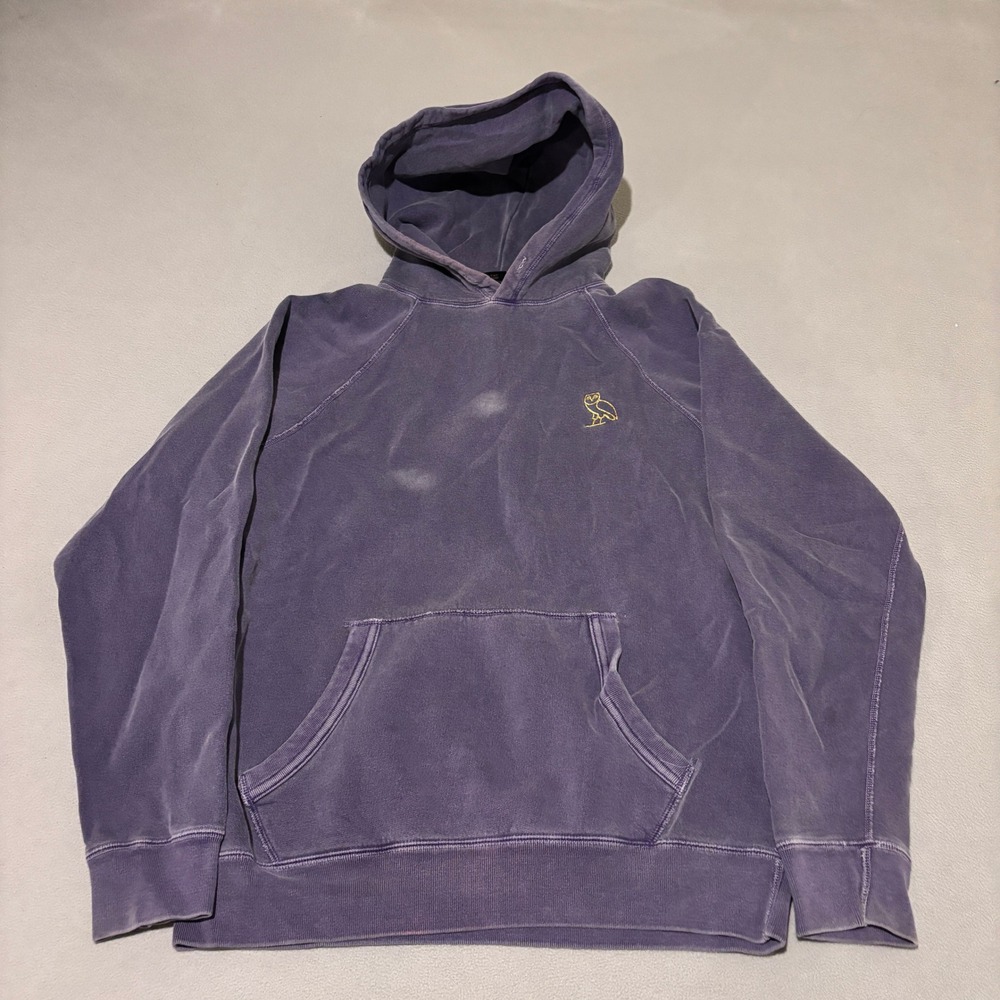 OVO Octobers Very Own Hoodie Mens Small Purple Garment Dye Owl Logo Streetwear‎